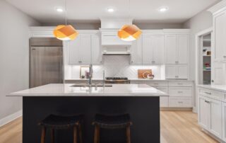 Kitchen view with island